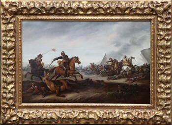 A cavalry battle scene