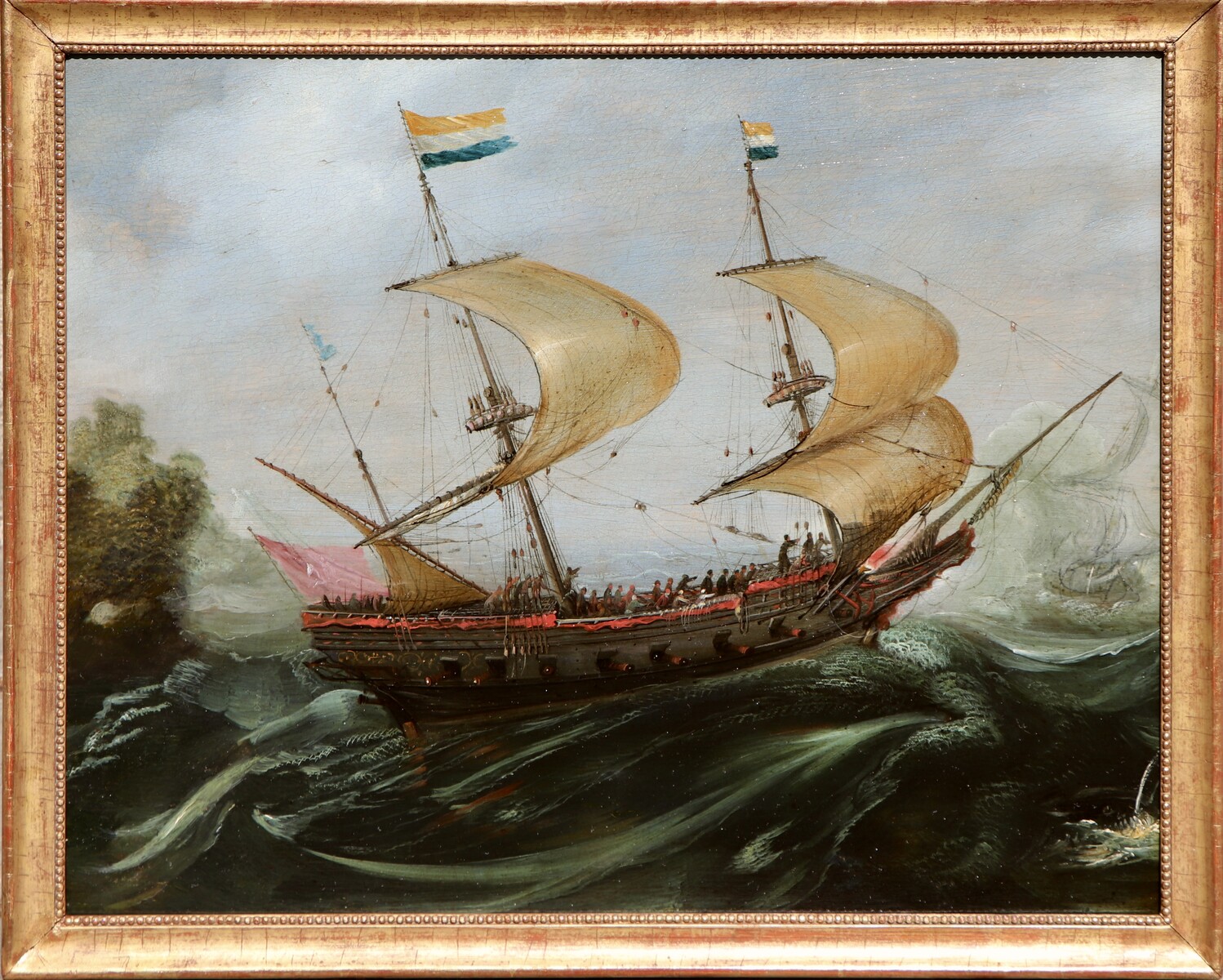 A Dutch ship in choppy waters