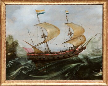A Dutch ship in choppy waters