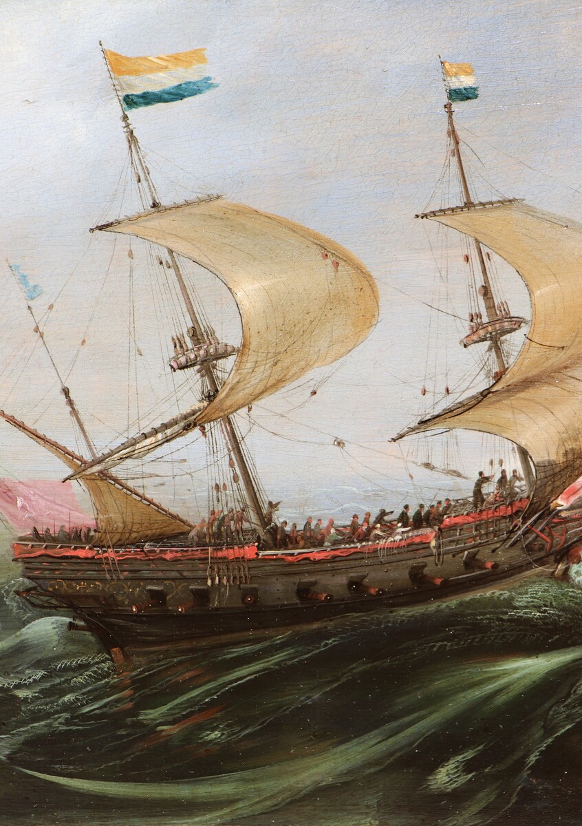 A Dutch ship in choppy waters