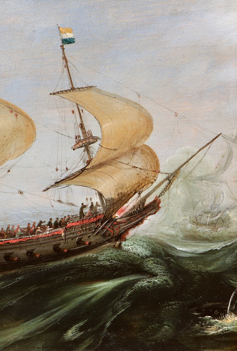A Dutch ship in choppy waters