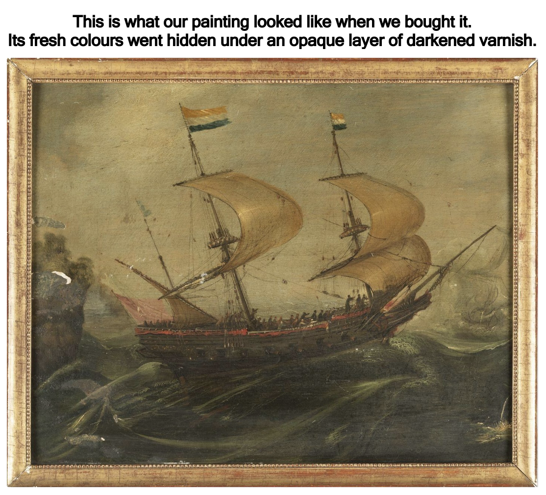 A Dutch ship in choppy waters