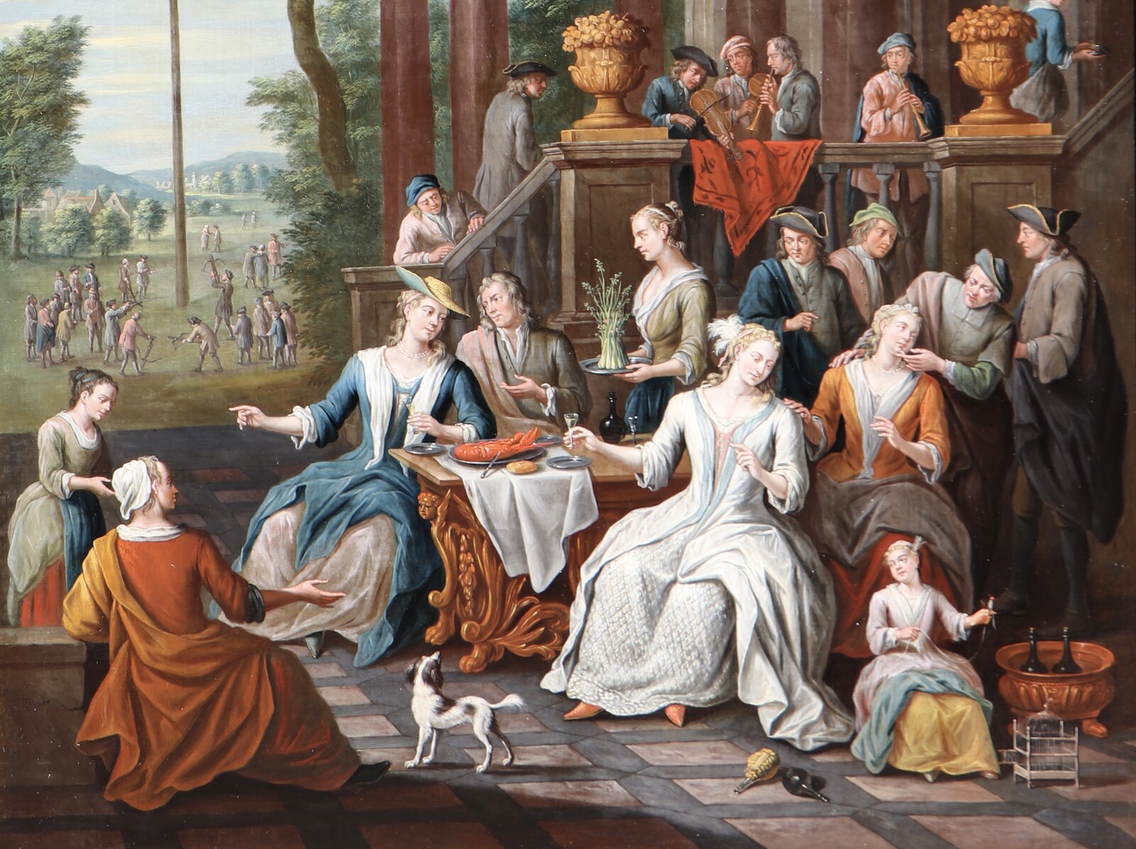 A fancy social gathering during a crossbow competition