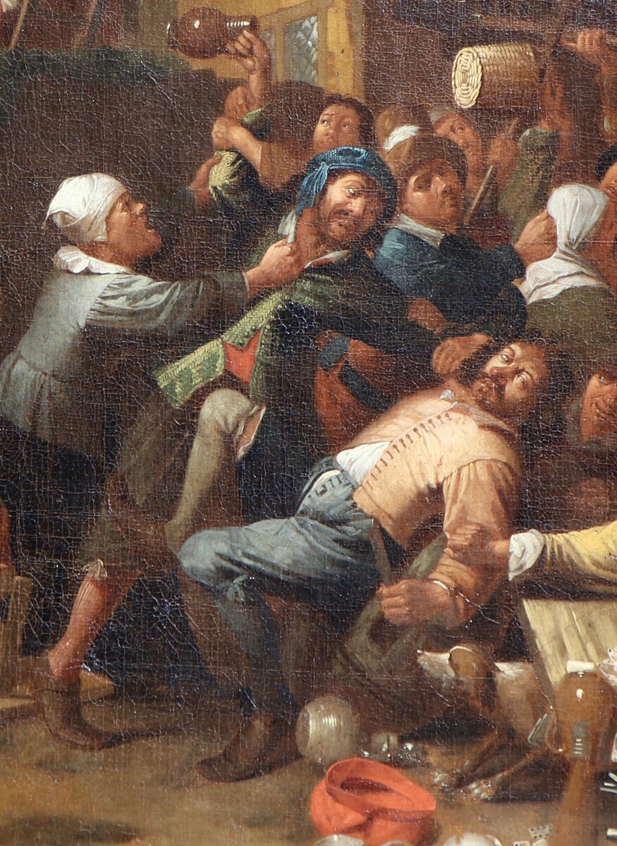 A fight outside a tavern