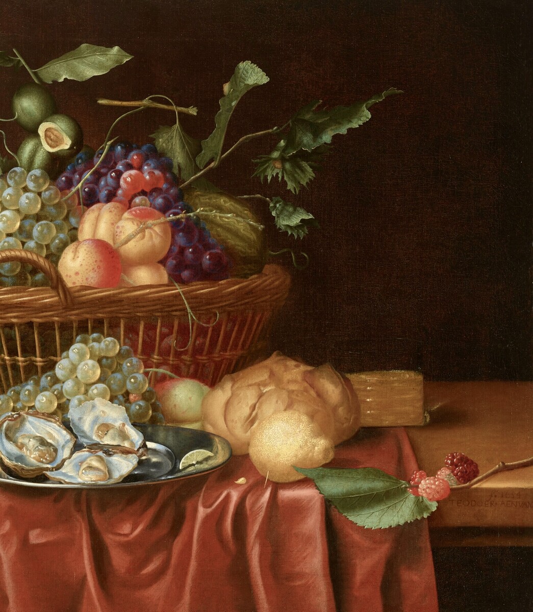 A fruit still life with oysters