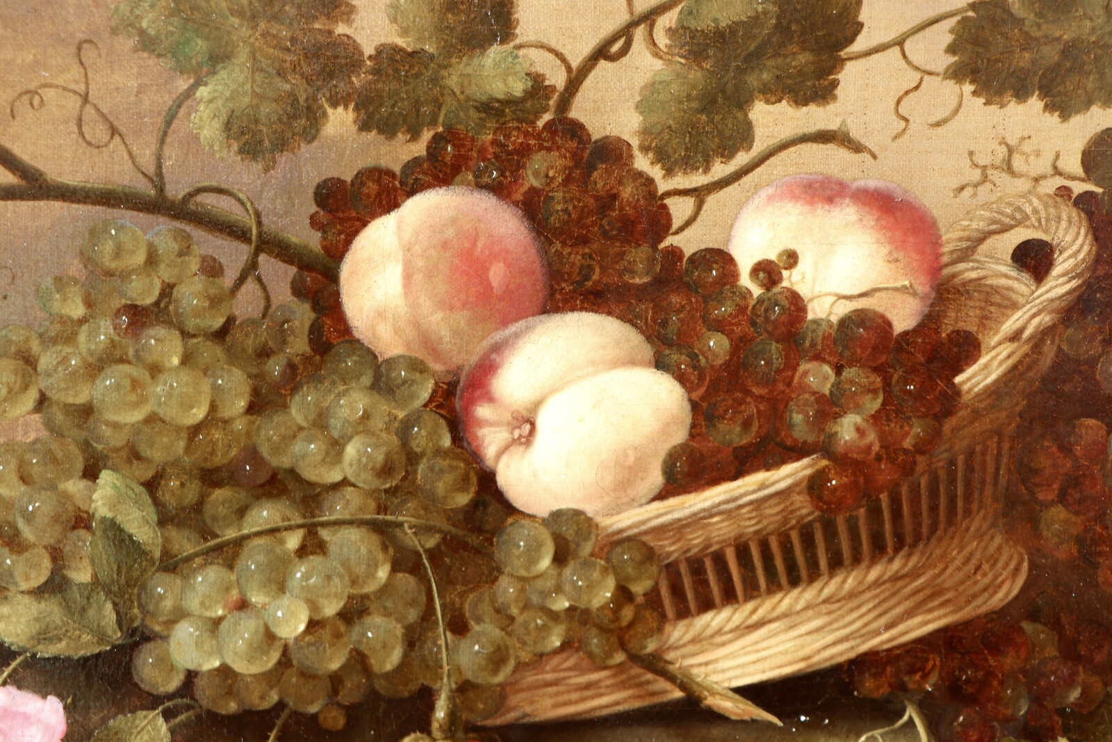 A fruit still life with roses