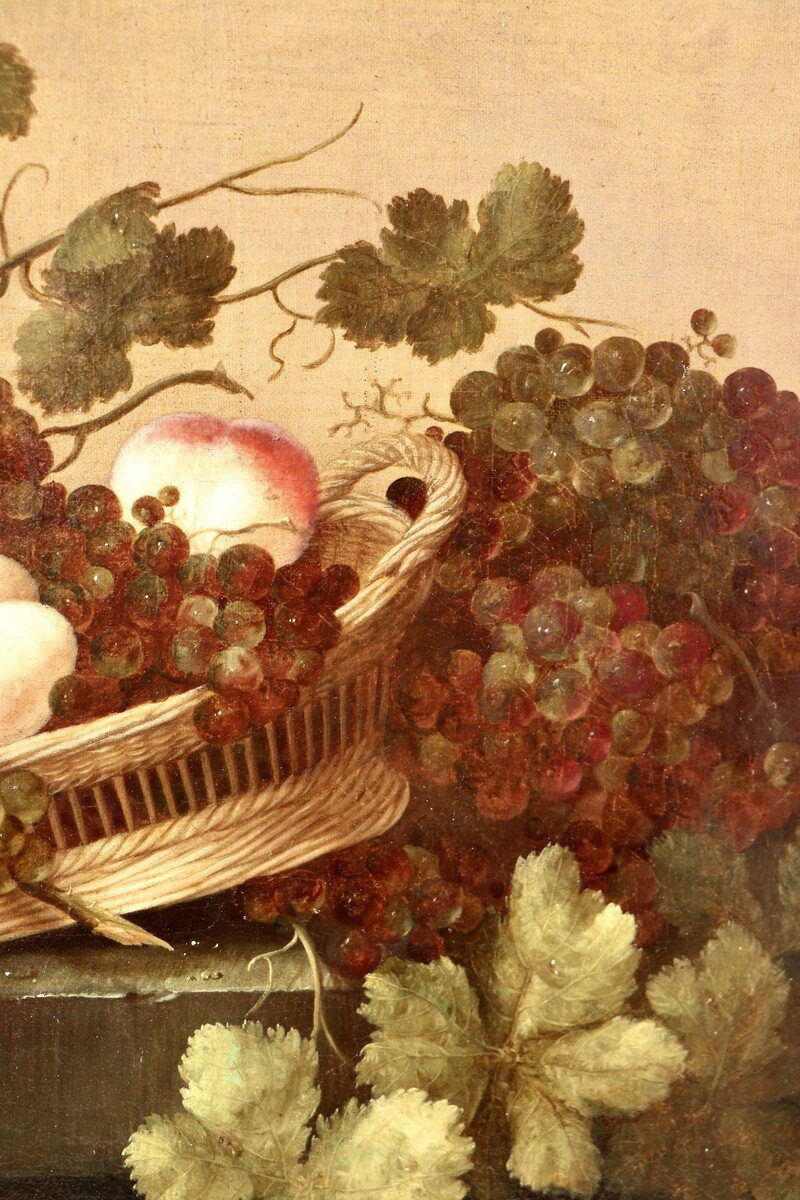 A fruit still life with roses