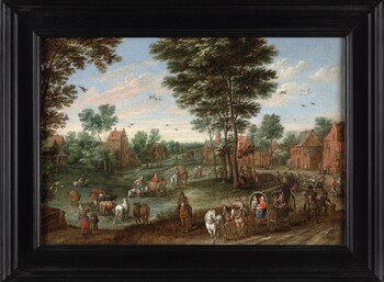 A watering hole in a village