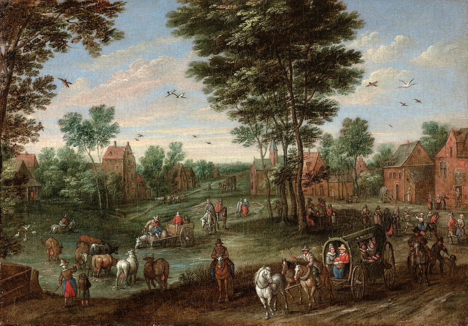 A watering hole in a village