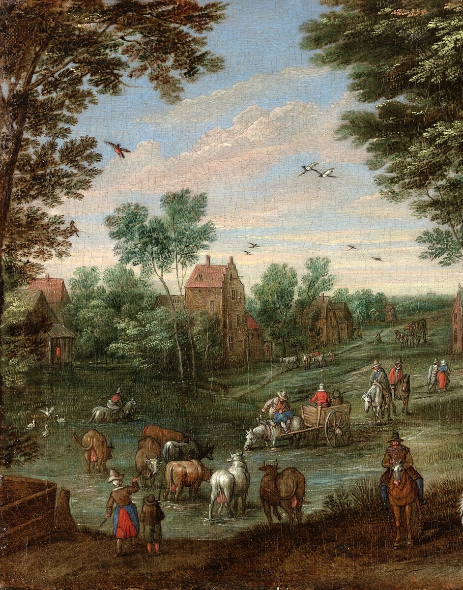 A watering hole in a village