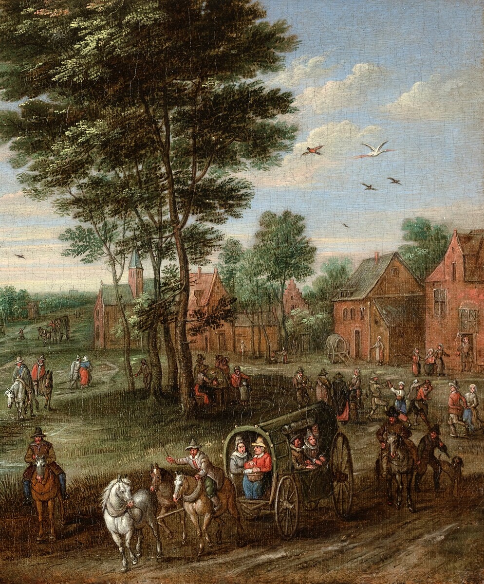 A watering hole in a village