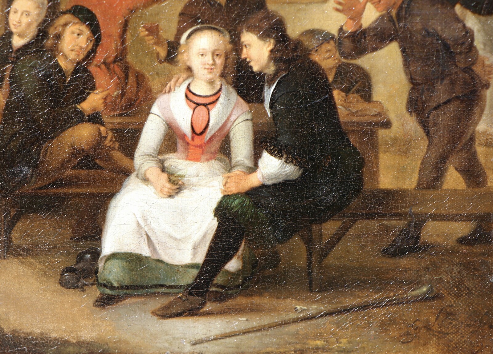 An elegant couple outside a tavern