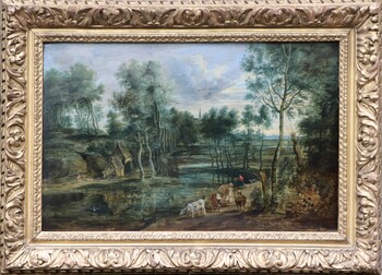 Bucolic Flemish river landscape