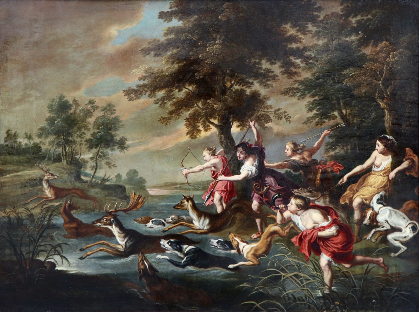Diana and her nymphs hunting fallow deer