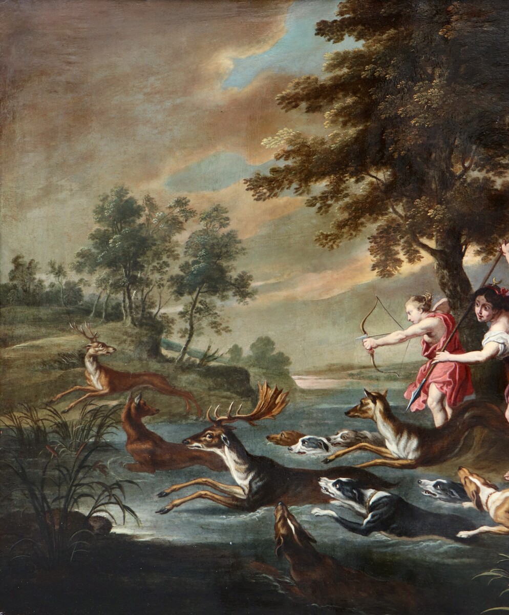 Diana and her nymphs hunting fallow deer