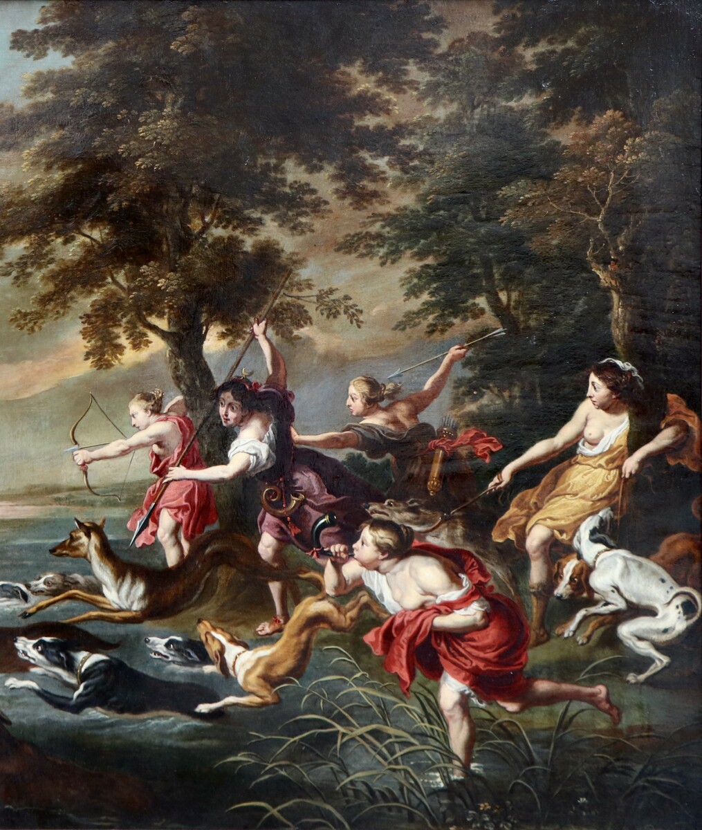 Diana and her nymphs hunting fallow deer