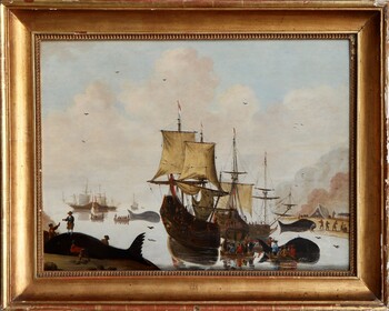 Dutch whalers in the Arctic on Spitsbergen