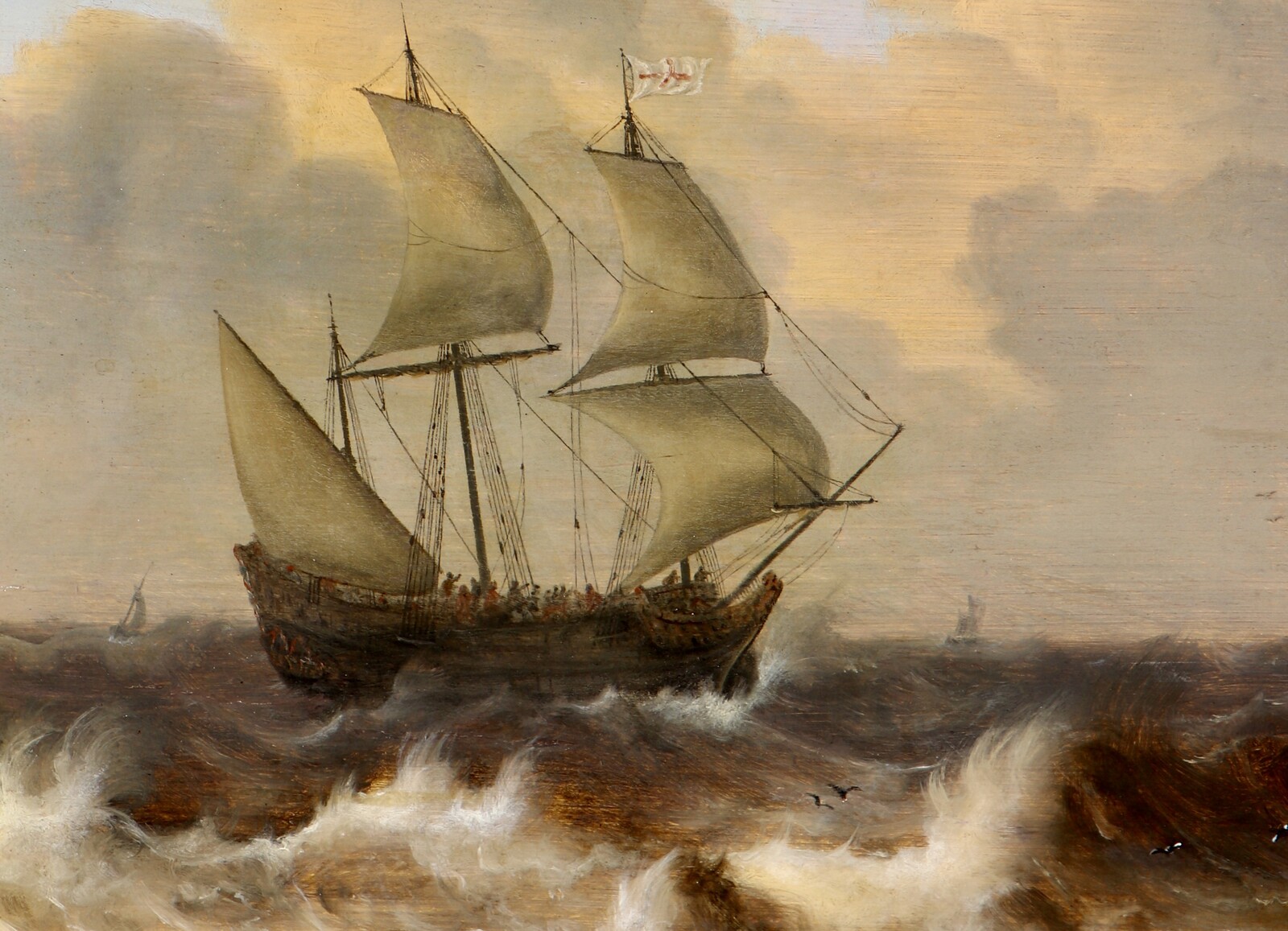 English ships in choppy waters off the coast