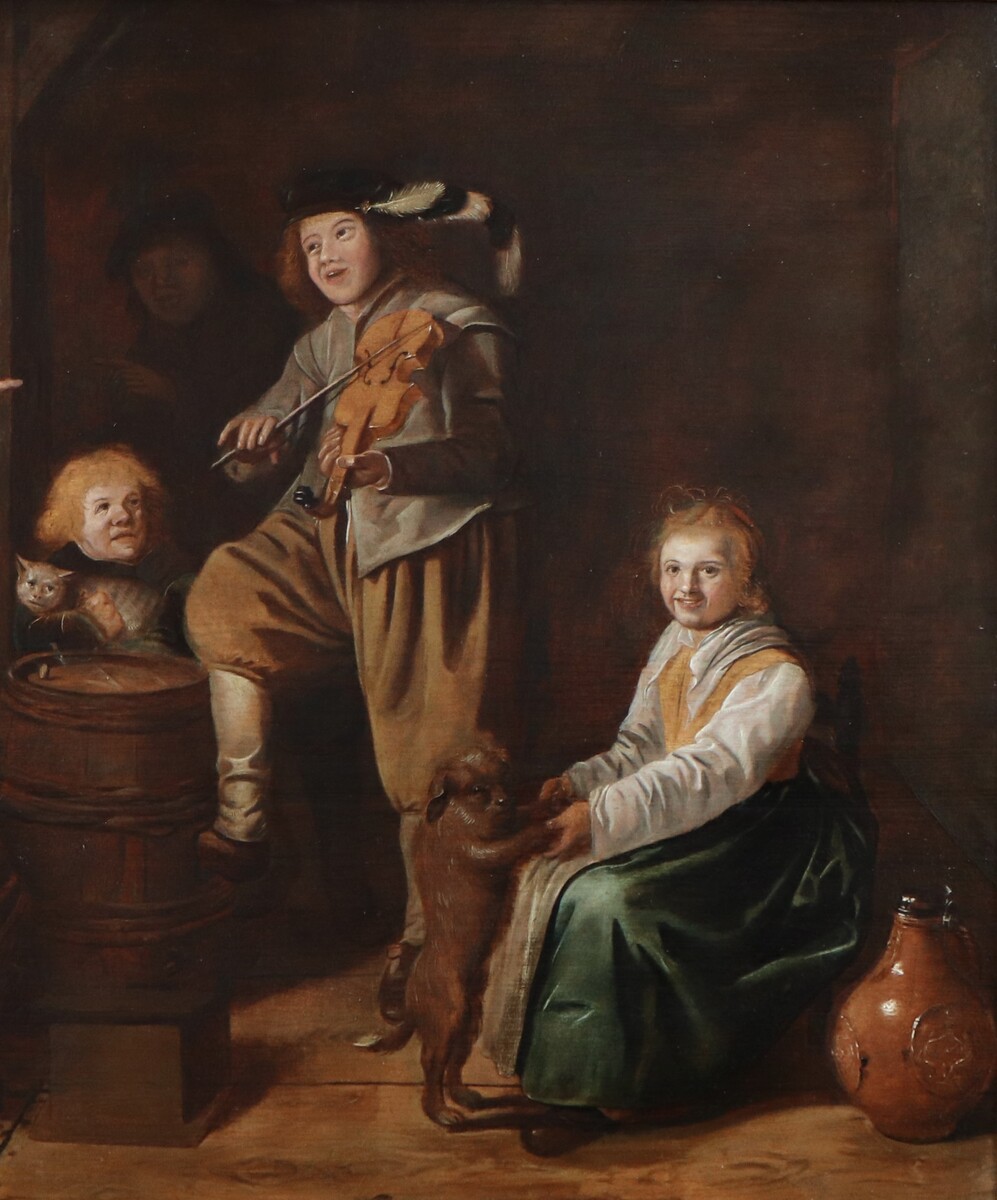 Interior scene with children making music