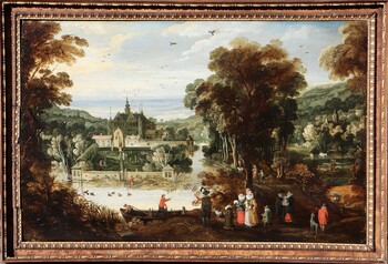 Landscape with a moated palace