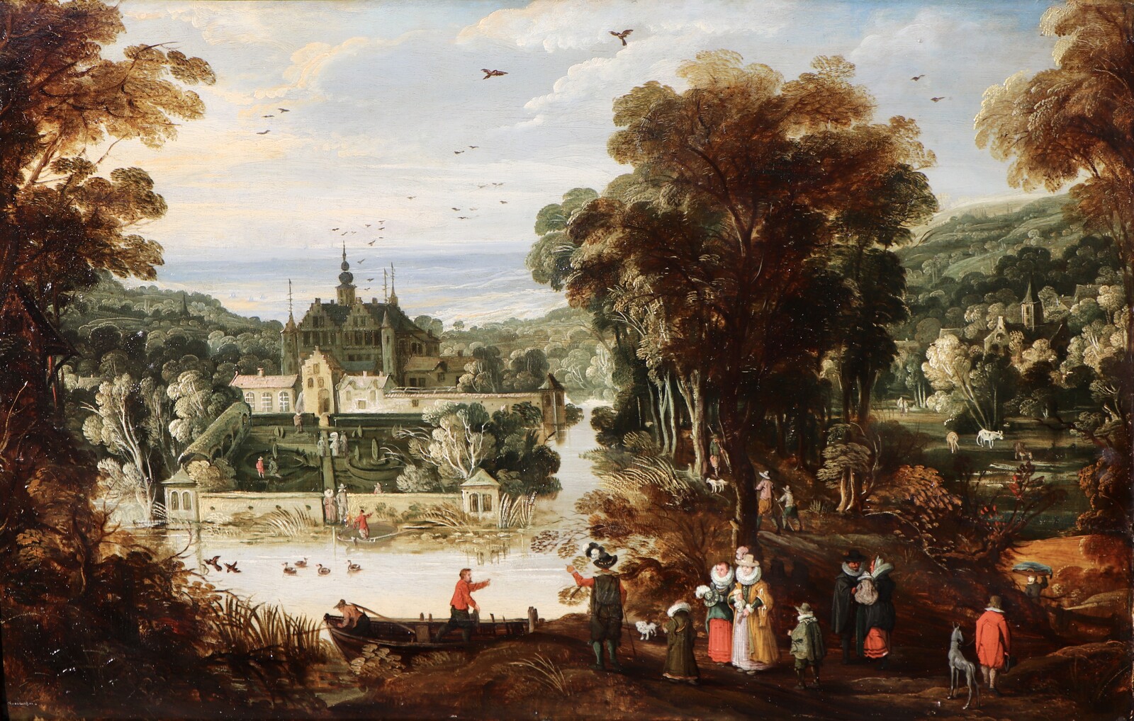 Landscape with a moated palace