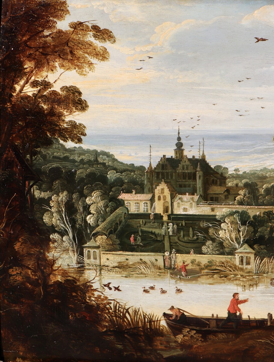 Landscape with a moated palace