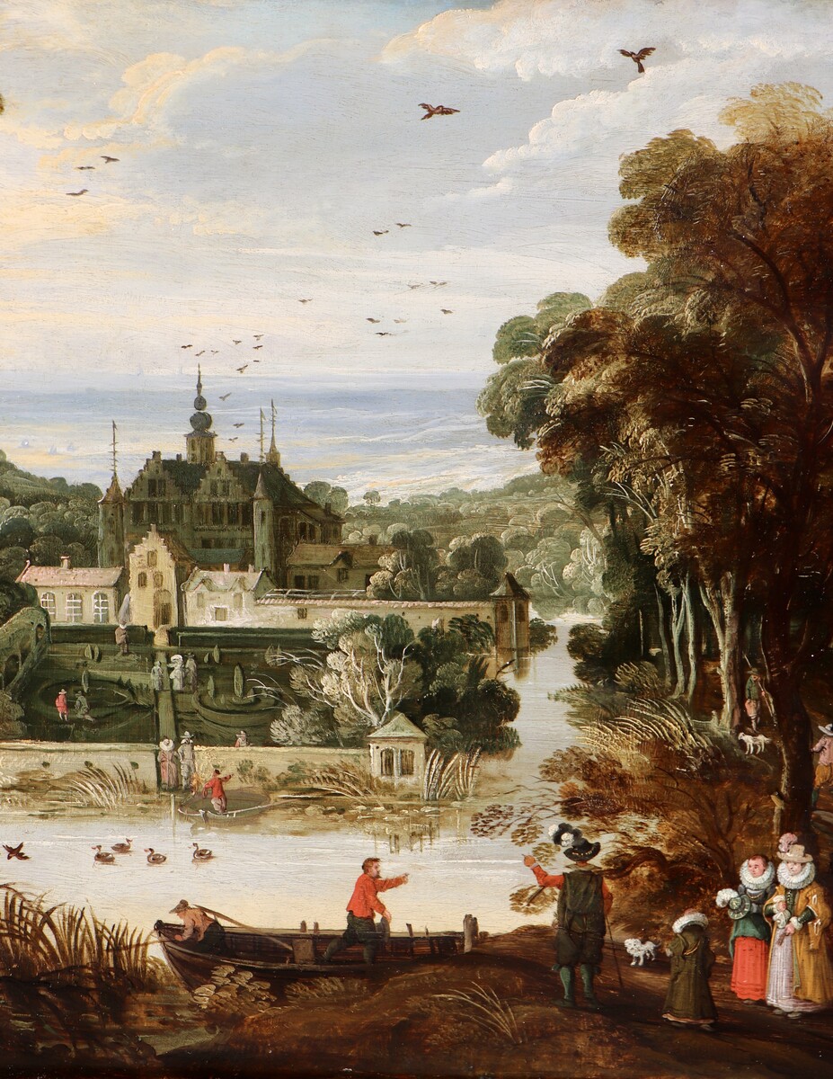 Landscape with a moated palace