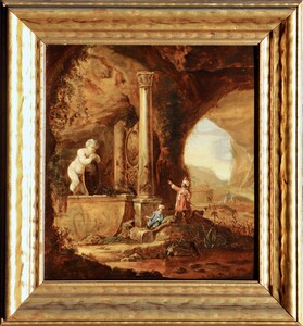 Ottoman hunters admiring Roman artwork in a cavern