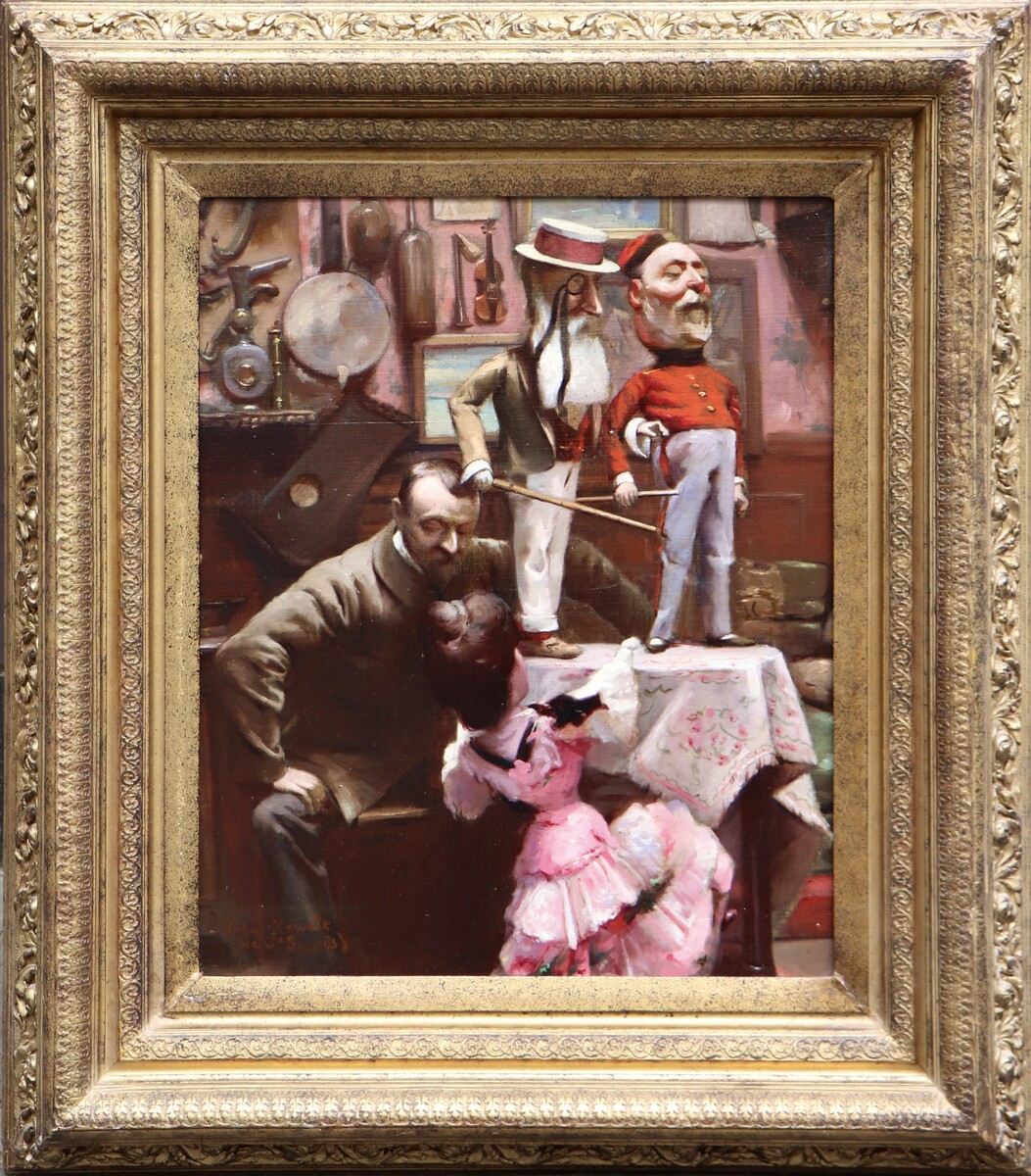 Self-portrait with three of his marionettes