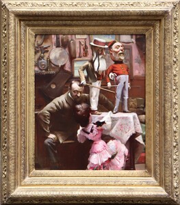 Self-portrait with three of his marionettes