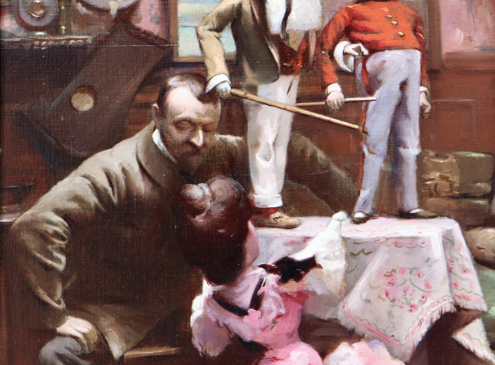 Self-portrait with three of his marionettes