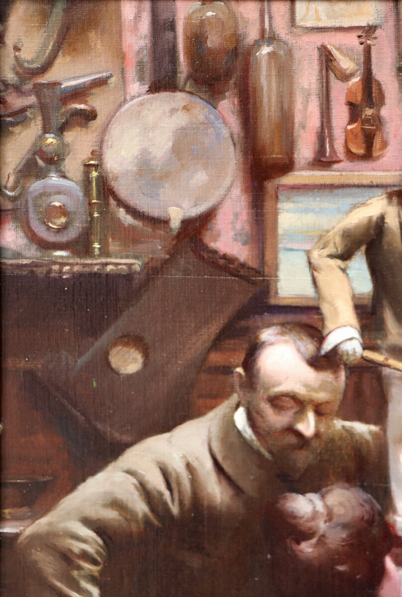 Self-portrait with three of his marionettes