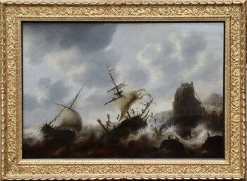 Ships in a heavy storm
