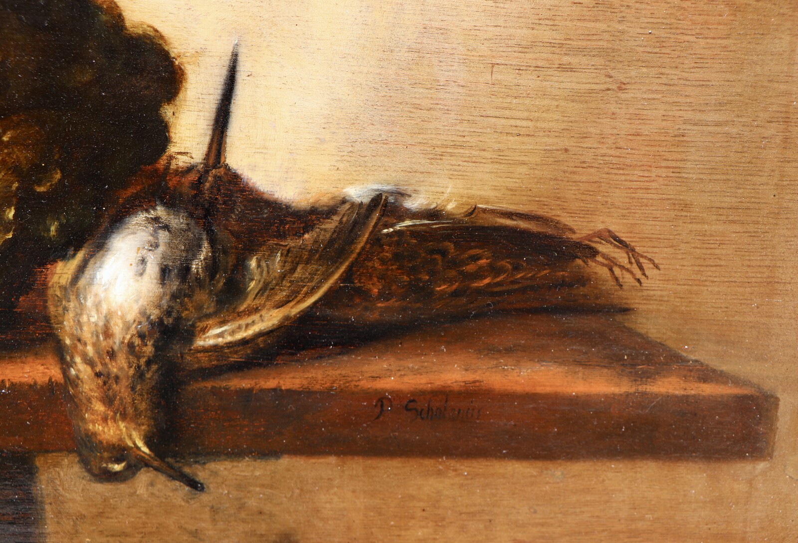 Still life with dead game, a pitcher and vegetables