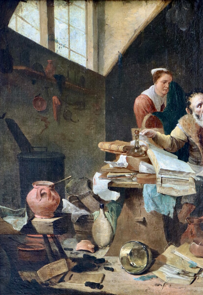 The wife of an alchemist saddened by his stubborn perseverance