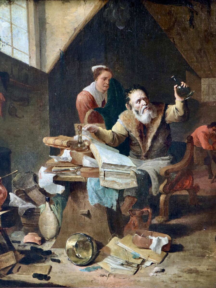 The wife of an alchemist saddened by his stubborn perseverance